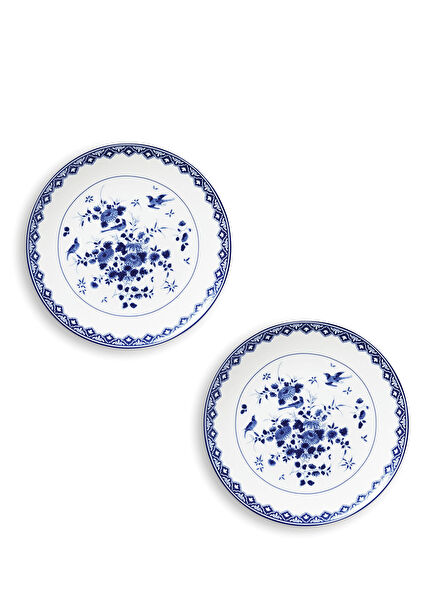 Delft Mavisi Desenli 2'li Porselen Tabak Seti