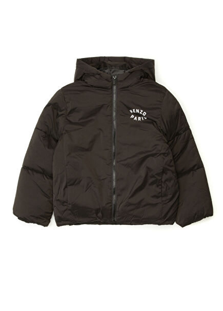 Siyah Kapüşonlu Unisex Çocuk T-shirt