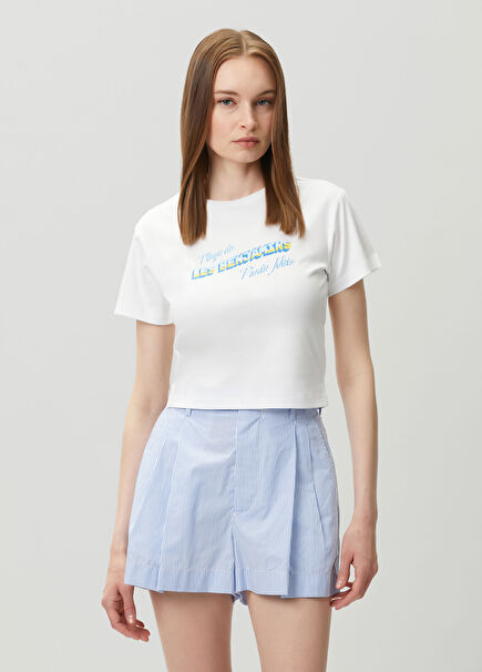 Beyaz Logo Baskılı T-shirt