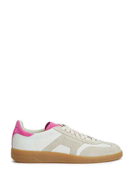 Pembe Beyaz Kadın Deri Sneaker