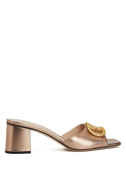 VLogo Rose Gold Women's Leather Slippers