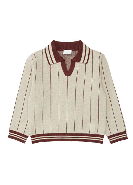 Bej Erkek Çocuk Yün Kazak