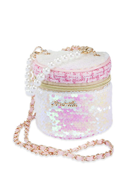 Açık Pembe Işıltılı Kız Çocuk Bavul Omuz Çantası