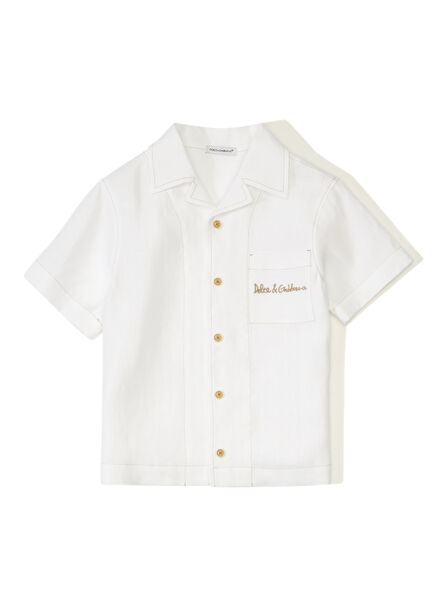 Beyaz Erkek Çocuk Keten Gömlek