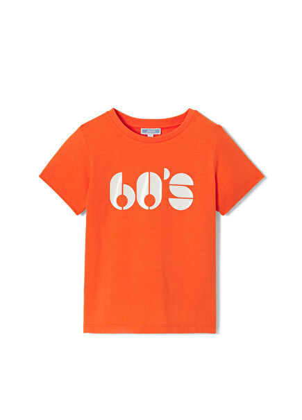 Baskılı 60'lar Turuncu Kız Çocuk T-Shirt