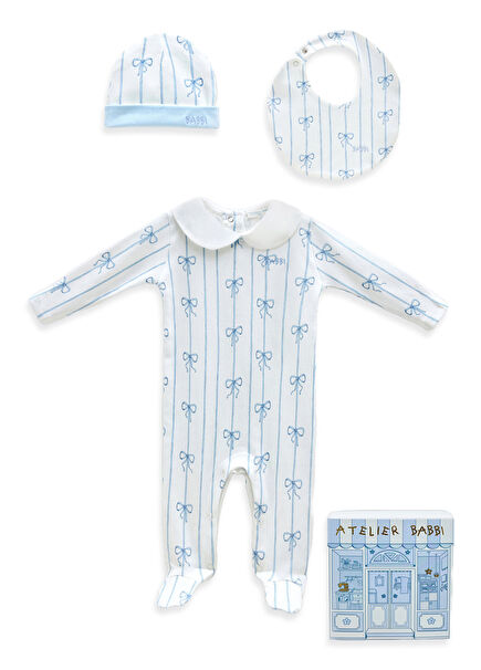 Mavi 3lü Erkek Bebek Yenidoğan Seti