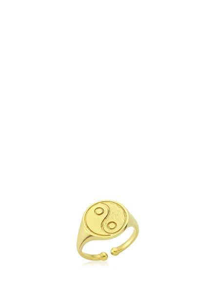 Yin Yang Women's Ring with 24 Karat Gold Micron Plating on Bronze