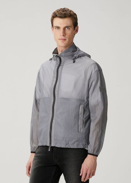 Ultralight Gri Kapüşonlu Yağmurluk
