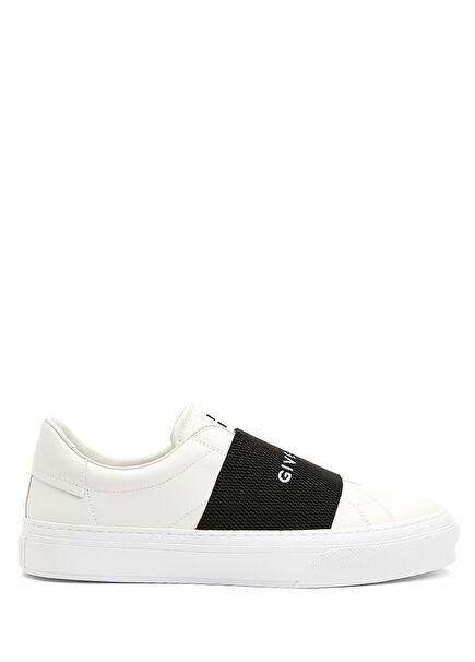 Black White Mens Leather Sneakers
