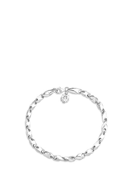 Kaplan Charm Brave Beyaz Altın Kaplama 925 Ayar Gümüş Erkek Bileklik