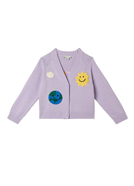 Mor Kız Çocuk Triko Hırka