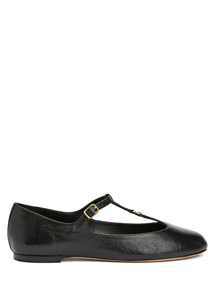 Marcie Black Leather Ballet Flats
