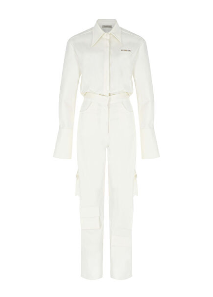 Eterno Ecru Long Sleeve Women's Jumpsuit