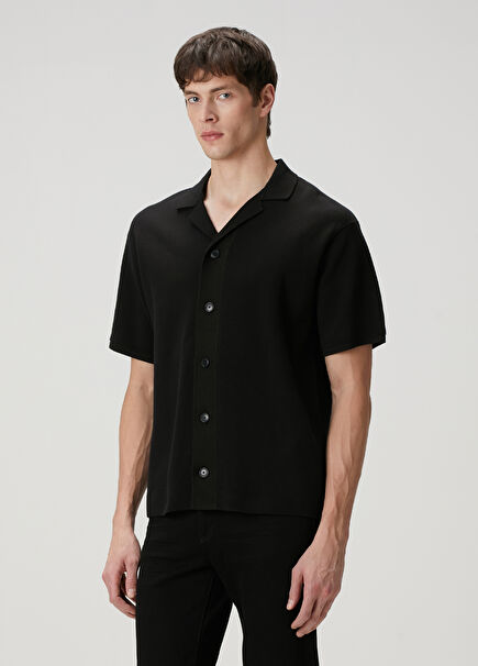 Black Short Sleeve Knit Shirt