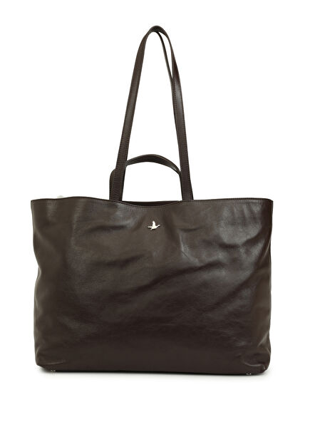 Brown Women's Leather Shopping Bag