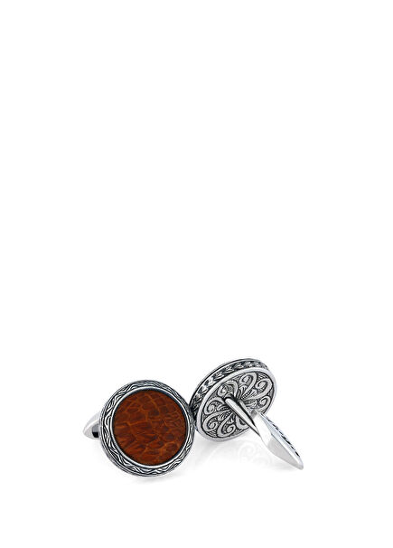 Snake Circular Sml Silver Cufflink