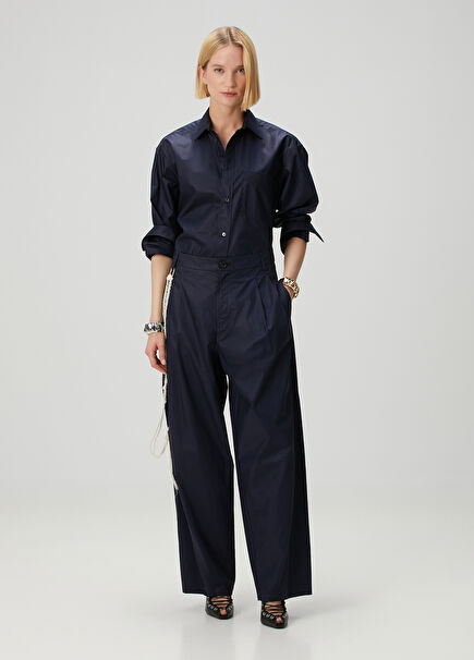 Navy Blue Wide Leg Pants
