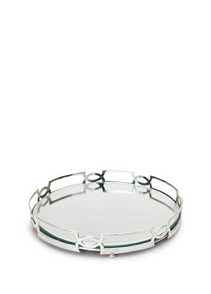 Mirror Detailed Silver Plated Tray