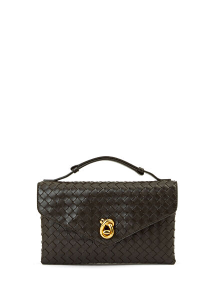 Knot Lock Koyu Kahverengi Kadın Deri Çanta