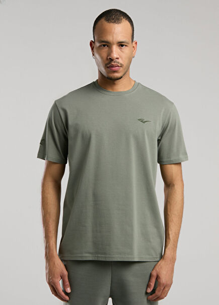 Ever Essentials Khaki Regular Fit Short Sleeve Men's T-shirt
