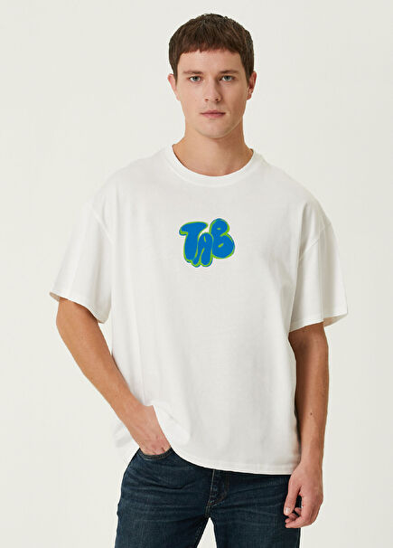 Blue Mask White Oversized Short Sleeve Men's T-shirt