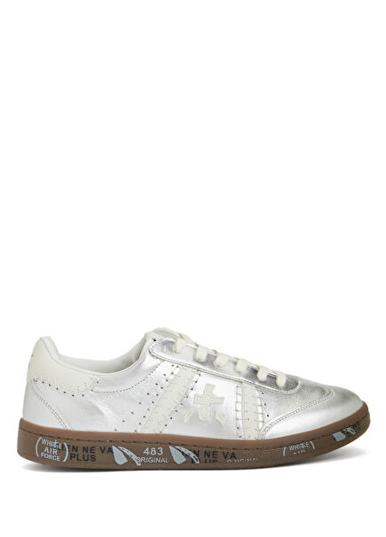 Bonnied Silver Ecru Women's Leather Sneakers