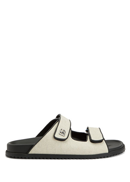 Black And White Men's Leather Slippers