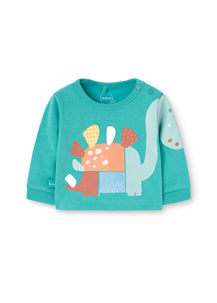 Dinosaur Printed Green Baby Boy Sweatshirt