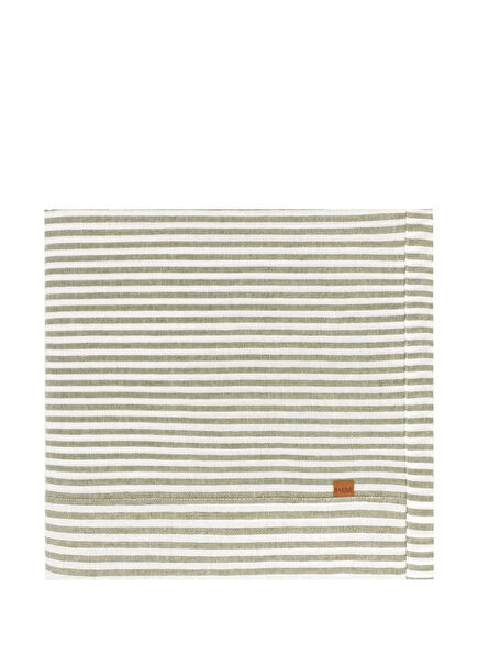 Linen Haki Çizgili Keten Masa Örtüsü 150 x 320 cm