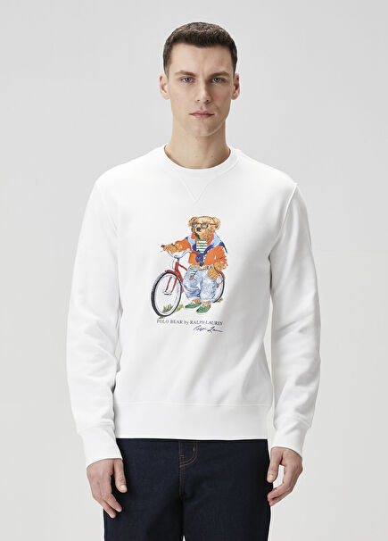 White Logo Printed Sweatshirt