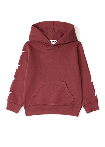 Bordo Kapüşonlu Erkek Çocuk Sweatshirt