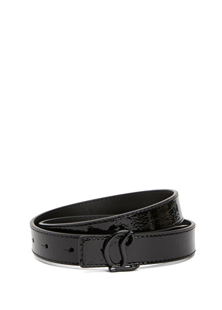 Loubi54 Black Reversible Women's Leather Belt