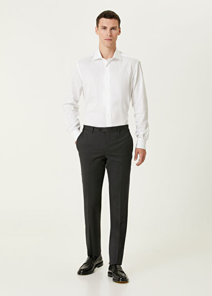 Regular Fit Koyu Gri Yün Pantolon