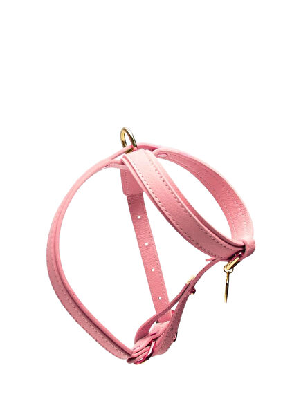 Pink Leather Cross Dog Harness