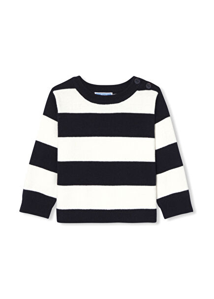 Navy Blue White Striped Breton Baby Boy Sweater