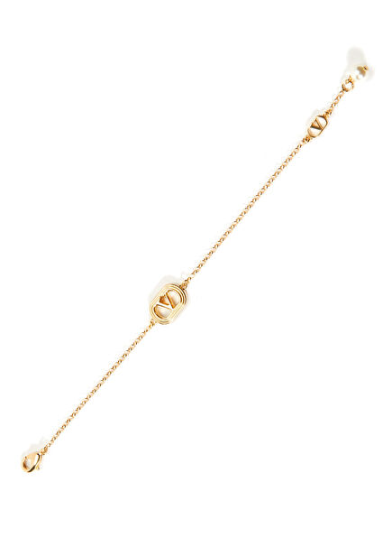 Ovalette Pearl Detail Gold Women's Bracelet