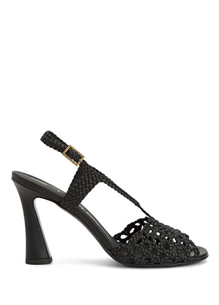 Siyah Örgülü Kadın Sandalet