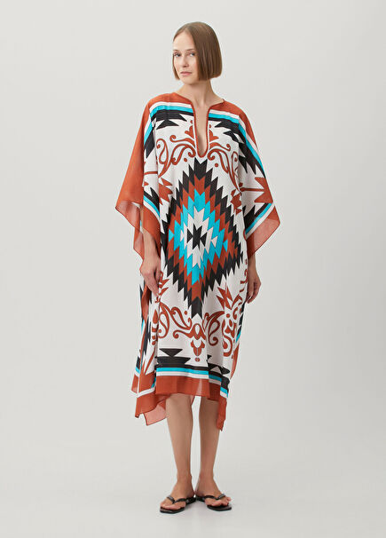 Ada Ecru Patterned Kaftan
