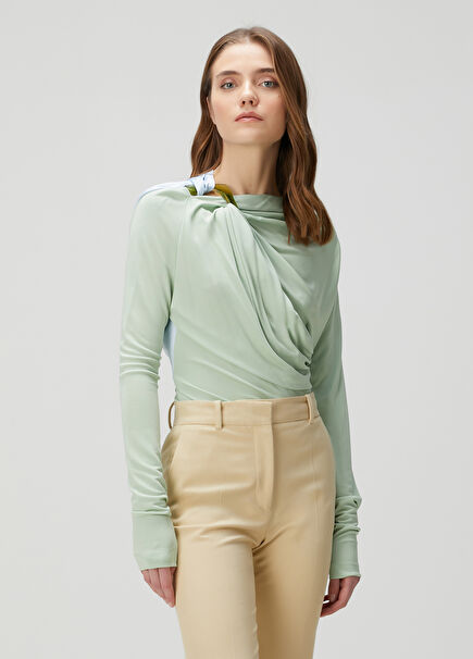 Light Green Draped Blouse