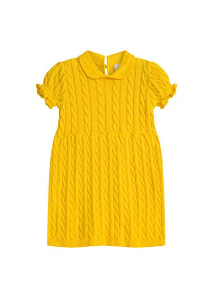 Lemon Lulu Yellow Short Sleeve Girls' Knitwear Dress