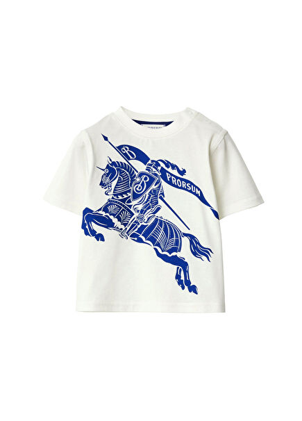 Beyaz Pamuklu Kısa Kollu Unisex Çocuk T-Shirt