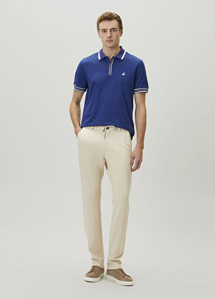 Beige Waist Corded Chino Trousers