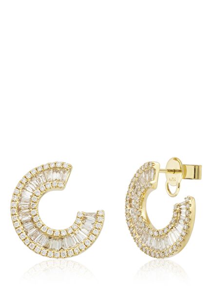 Baget Taşlı Kadın Altın Küpe