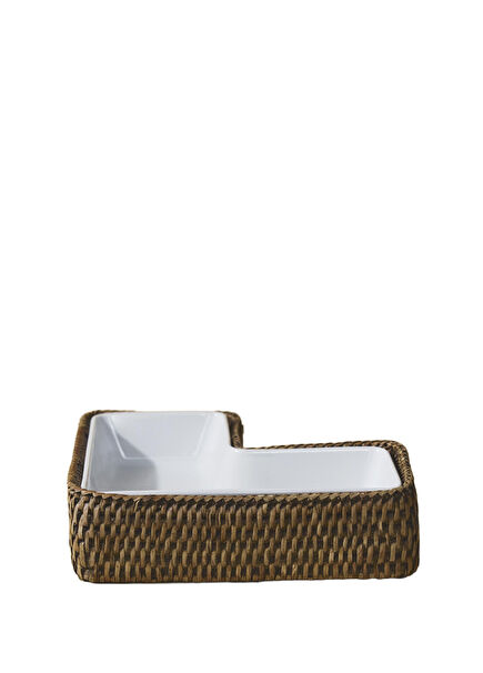 Kahverengi L-Rattan Servis Tabağı