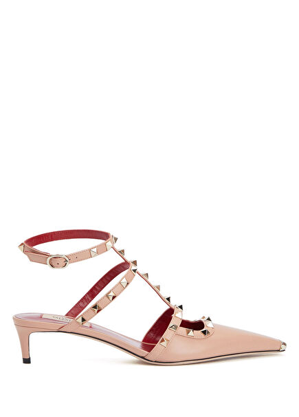 Rockstud Pink Leather High Heels