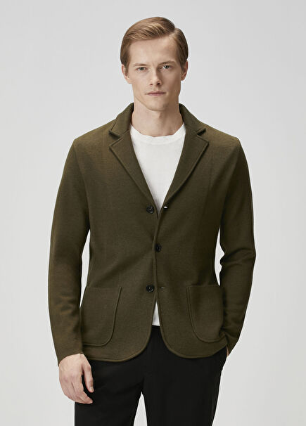 Koyu Yeşil Yün Triko Ceket
