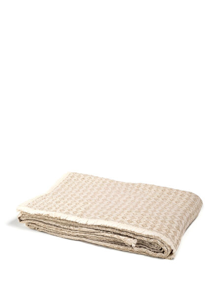 Costa Bej %100 Pamuk Saçaklı İplik Boyalı Tek Kişilik Pike 160 x 220 cm