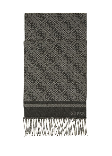 Mito Siyah Gri Logo Desenli Erkek Şal