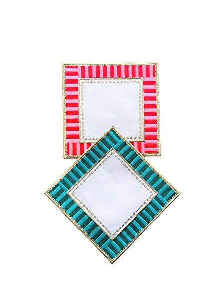 Candy Serisi Pembe ve Yeşil Keten 2'li Kokteyl Peçetesi