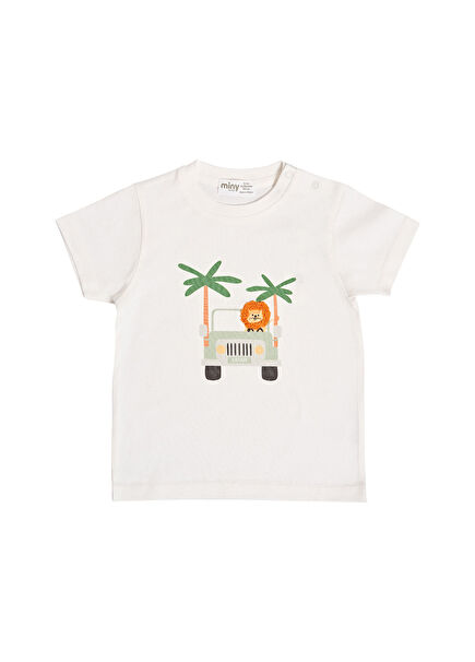Beyaz Kısa Kollu Erkek Bebek T-shirt
